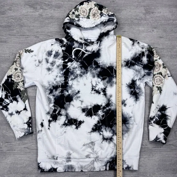 Civil Regime Tie-Dye Floral Hoodie - Black & White (Size M) - Picture 2 of 5